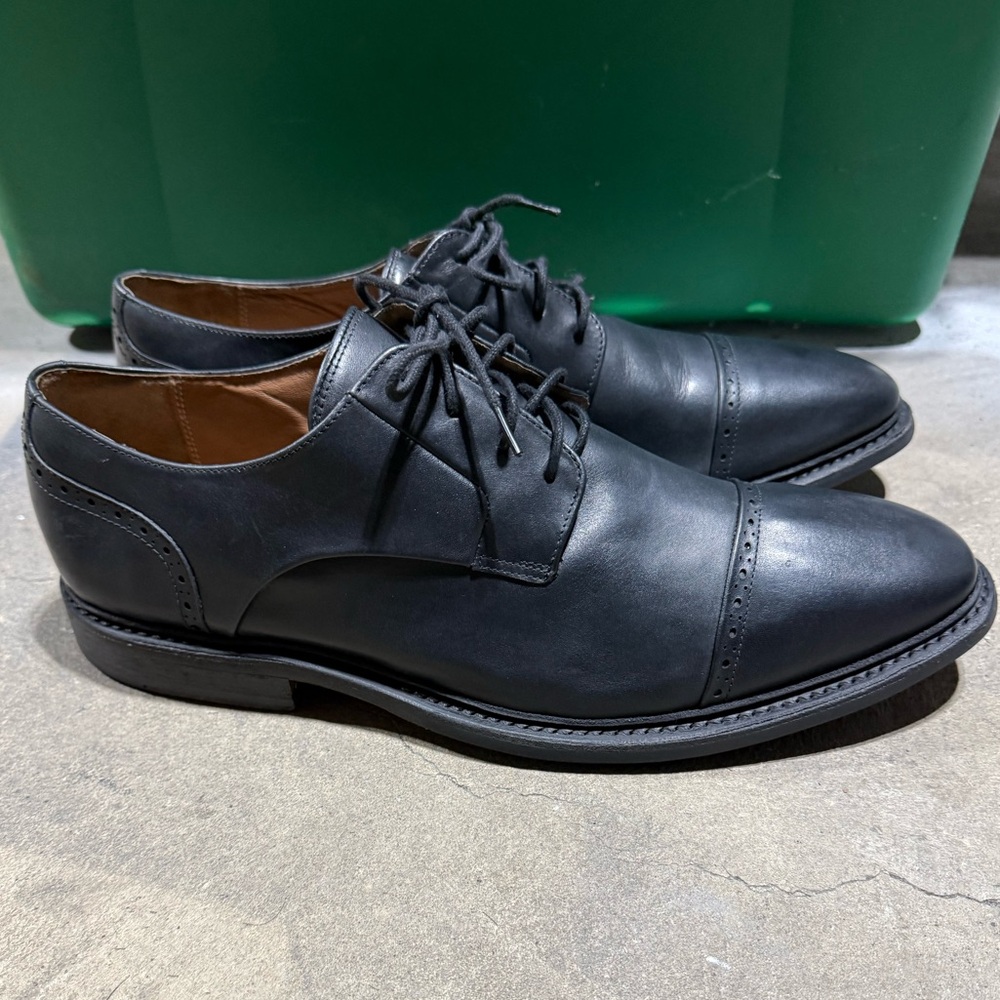 Bostonian Cap-Toe Leather Shoes Vibram Goodyear Welt Soles Men’s Black 12M 15351 - Picture 6 of 14